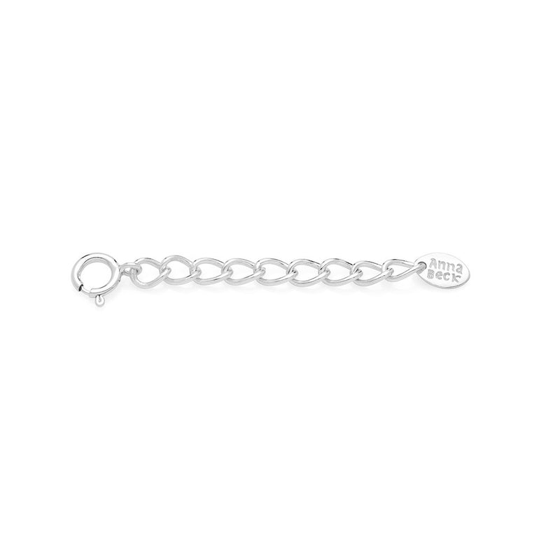 Two inch silver chain extender for clasp necklaces