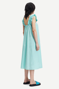 Organic cotton dress with a square neck and ruffle straps
