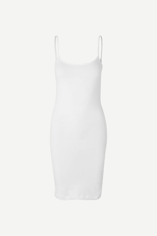 White slip dress in jersey.