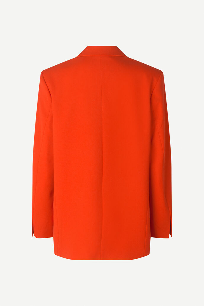 Orange single breasted blazer with single button fastening and long sleeves with two front flap pockets