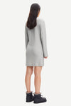 Silver short dress with crew neck and long sleeves