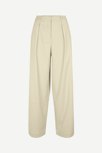 Ecru wide leg trousers with fixed waistband at the front and elasticated at the back