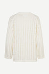 Off white ladder detail knit with long sleeves and crew neck relaxed oversized fit