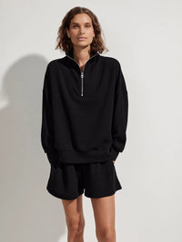 Black half zip long sleeved leisurewear top