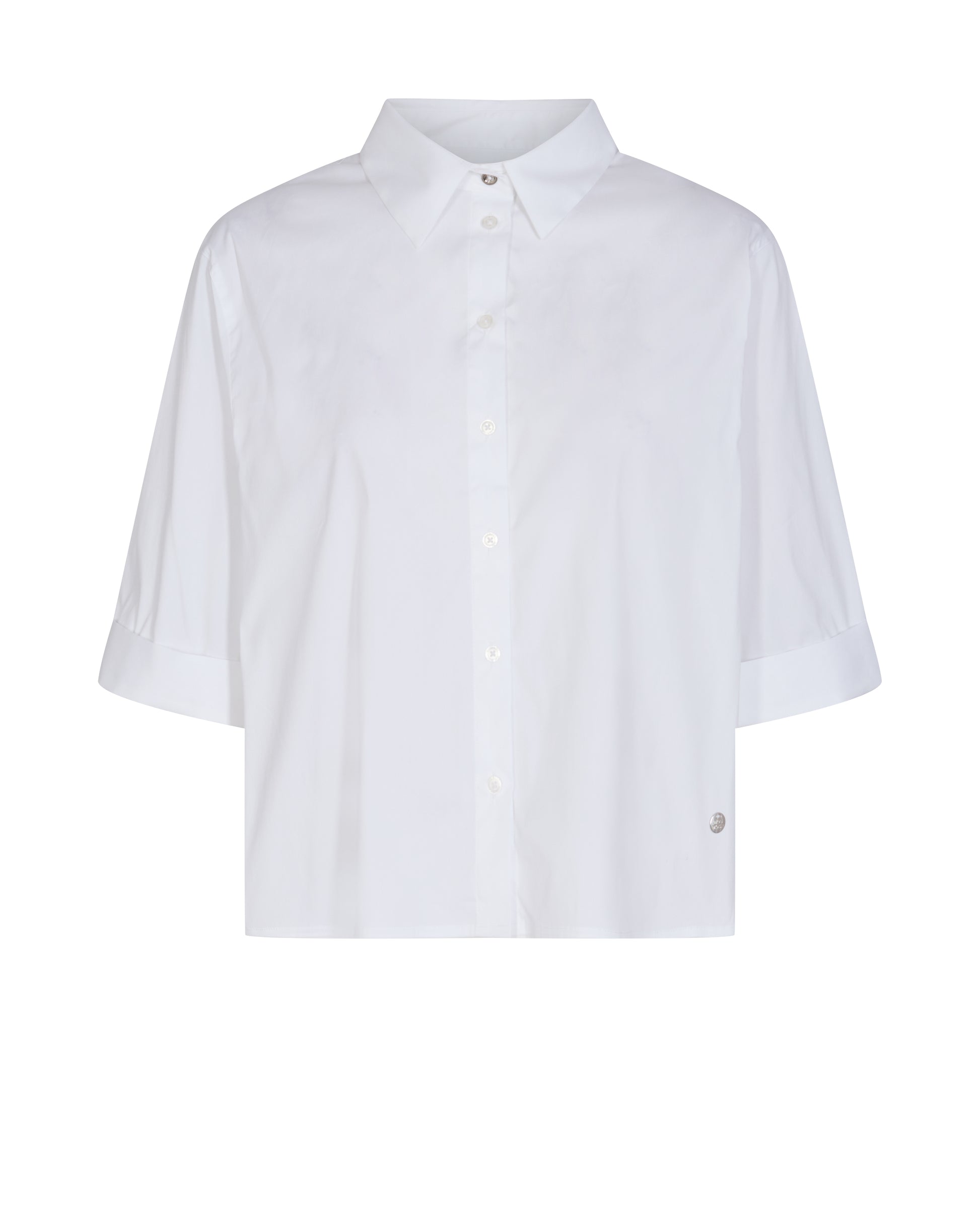 Classic collared boxy fit white shirt with elbow length sleeves