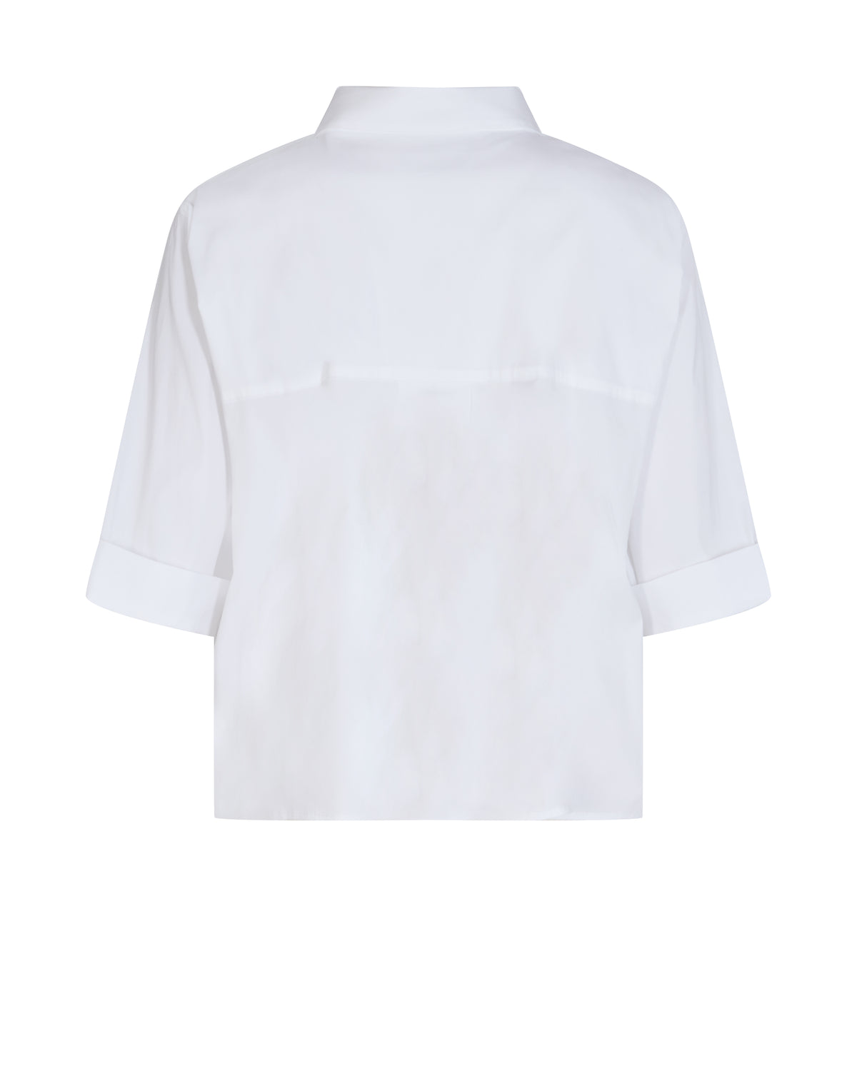 Classic collared boxy fit white shirt with elbow length sleeves