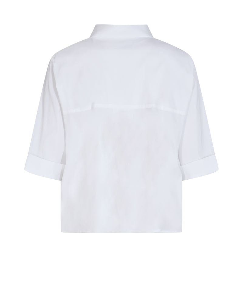 Classic collared boxy fit white shirt with elbow length sleeves