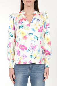 Long sleeve pull on top in floral and butterfly print