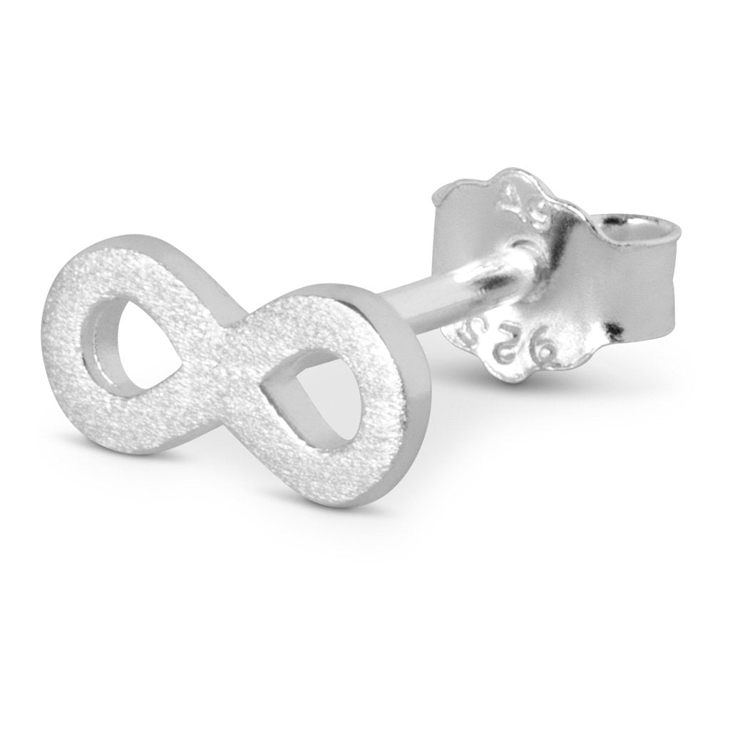 Infinity sign stud earring in silver