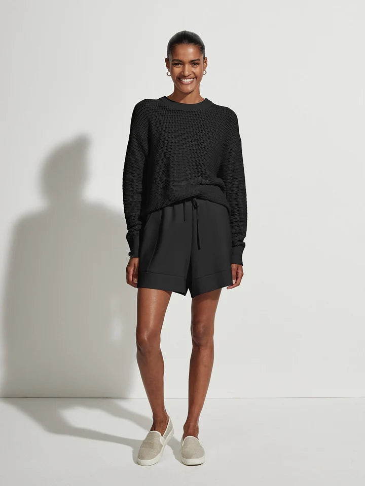 Mesh knit black sweater with long sleeves 
