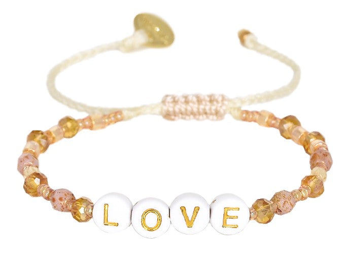 Natural beaded bracelet with LOVE bead highligh