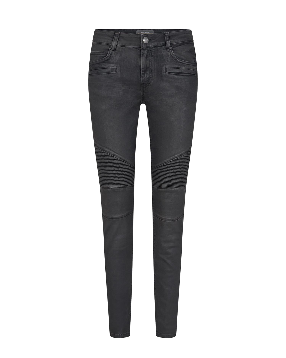 Waxed slim leg biker jeans in grey