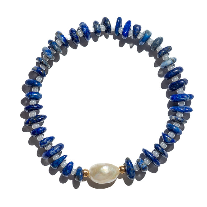 Blue crystal and pearl bracelet 