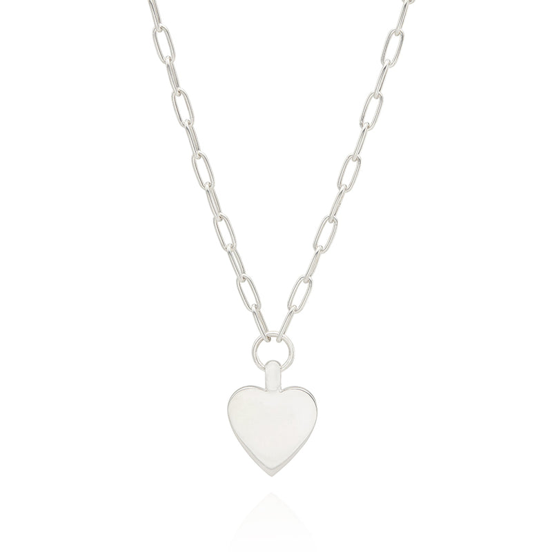 Medium Heart Personalised Necklace - Silver