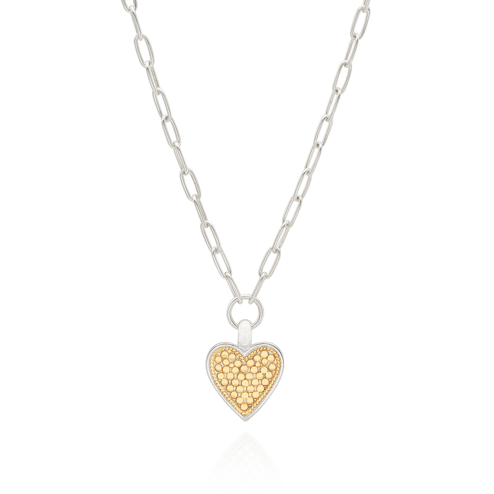 Anna Beck Medium heart necklace silver chain with silver and gold heart charm