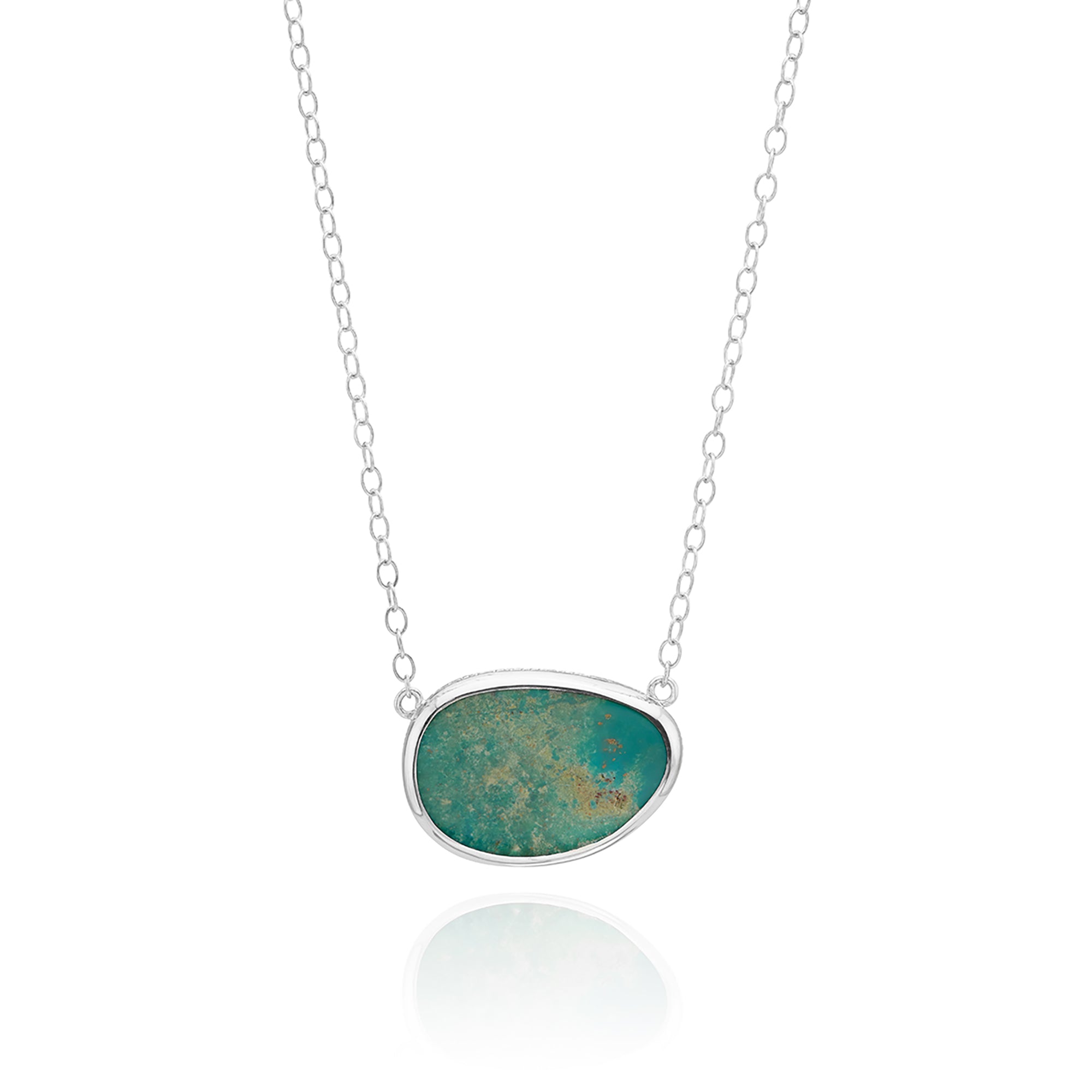Large Asymmetrical Turquoise Necklace Silver