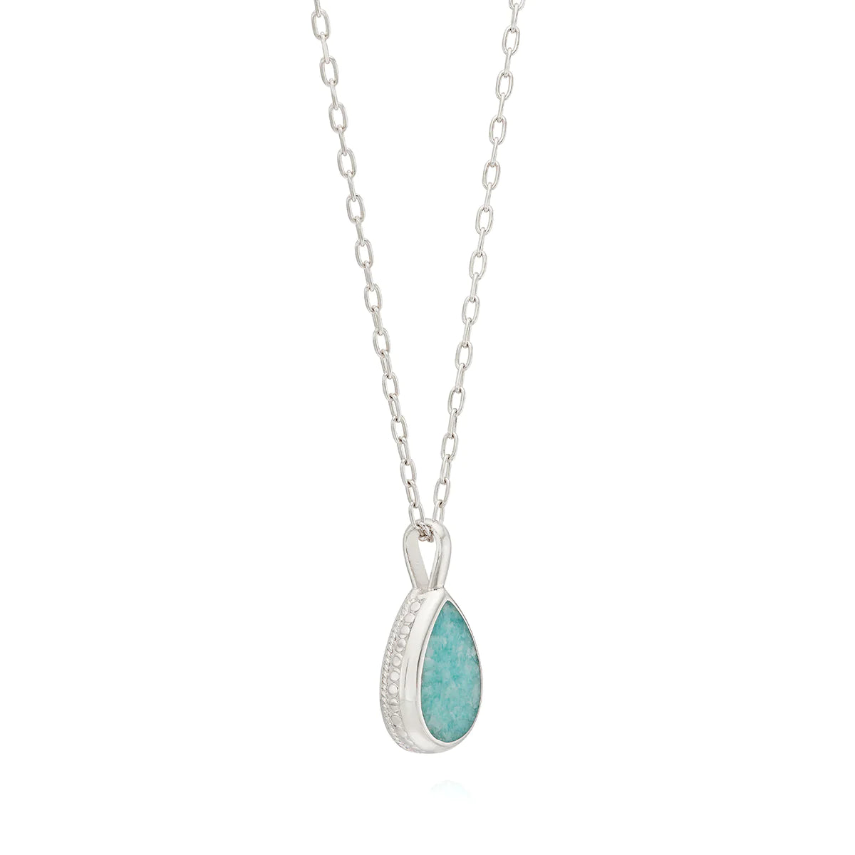 Silver teardrop pendant Amazonite pendant necklaceSilver and Amazonite teardrop pendant necklace