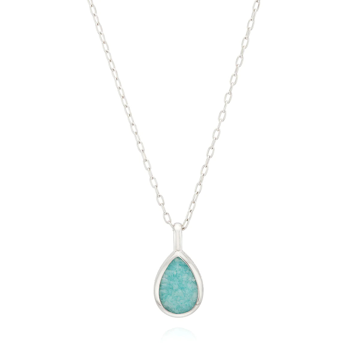 Silver and Amazonite teardrop pendant necklace