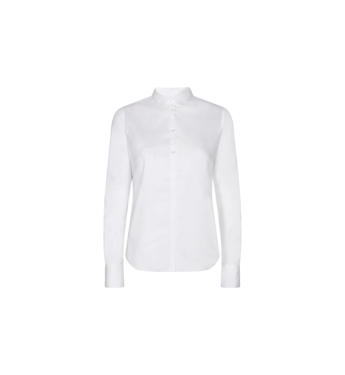 White jersey shirt with a shaped hem