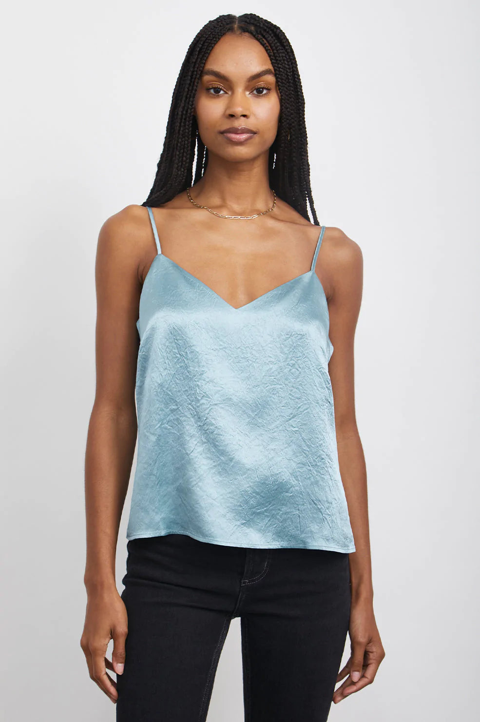 Duck egg blue silky camisole with adjustable straps