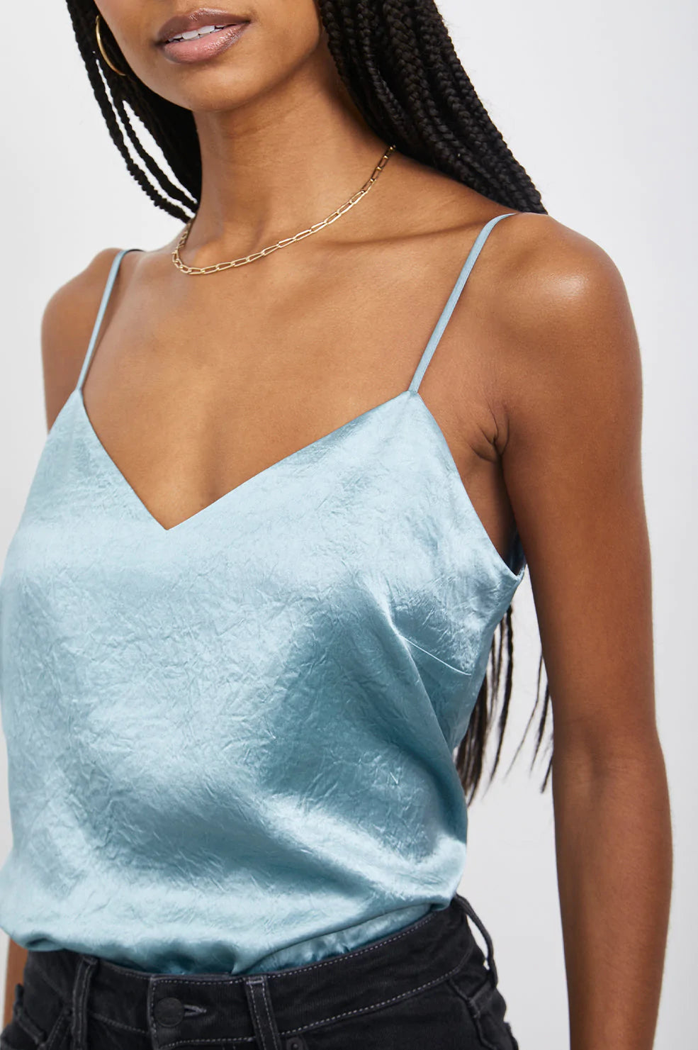 Duck egg blue silky camisole with adjustable straps