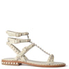 Cream strappy sandals with cream domed studs