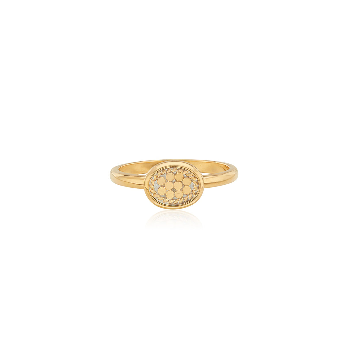 Gold smooth rim ring with an oval topper