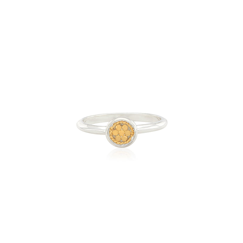 silver and gold round stacking ring 