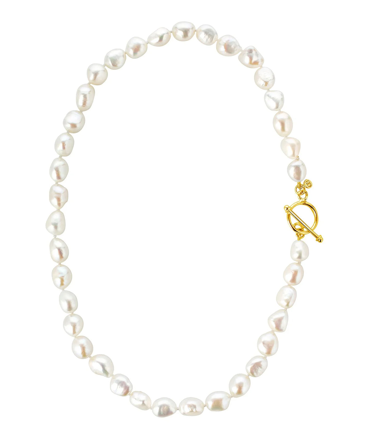 Freshwater string of pearl necklace with gold plated toggle fastening