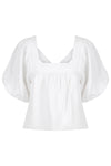 White top with square neck and cross back detail short sleeves