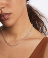 Elongated Oval Collar Necklace Silver