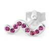 Silver stud earring with pink crystals