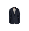 Navy long sleeve blazer with notch lapel and classic collar double button fastening and ecru jacquard lining