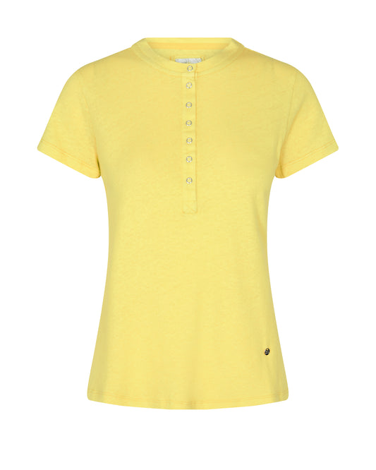 Acid yellow linen mix tee with short sleeves