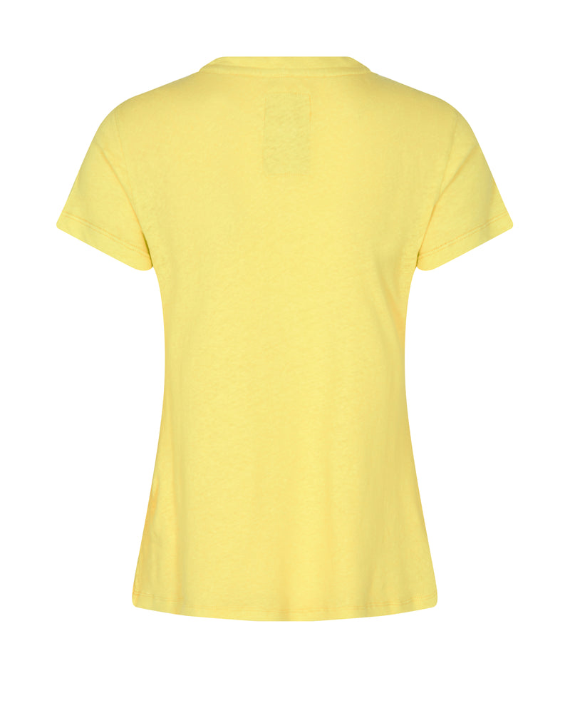 Acid yellow linen mix tee with short sleeves