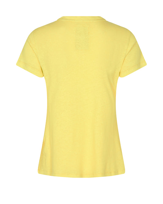 Acid yellow linen mix tee with short sleeves