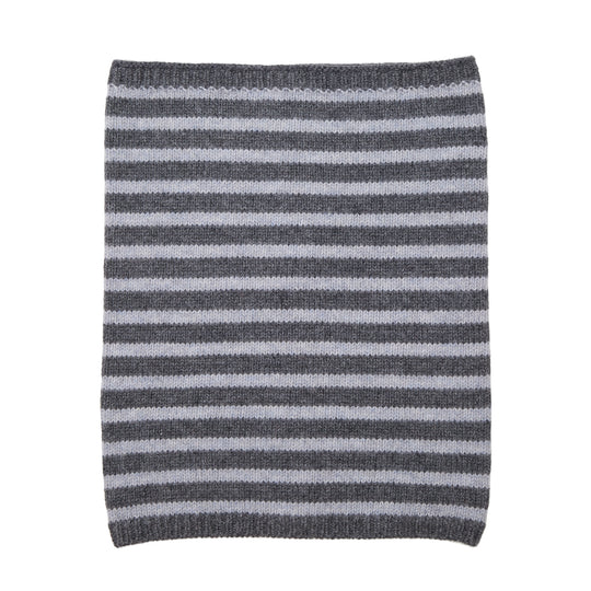 Light and dark grey breton stripe cashmere snood