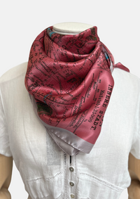 Pink london scarf on a model 