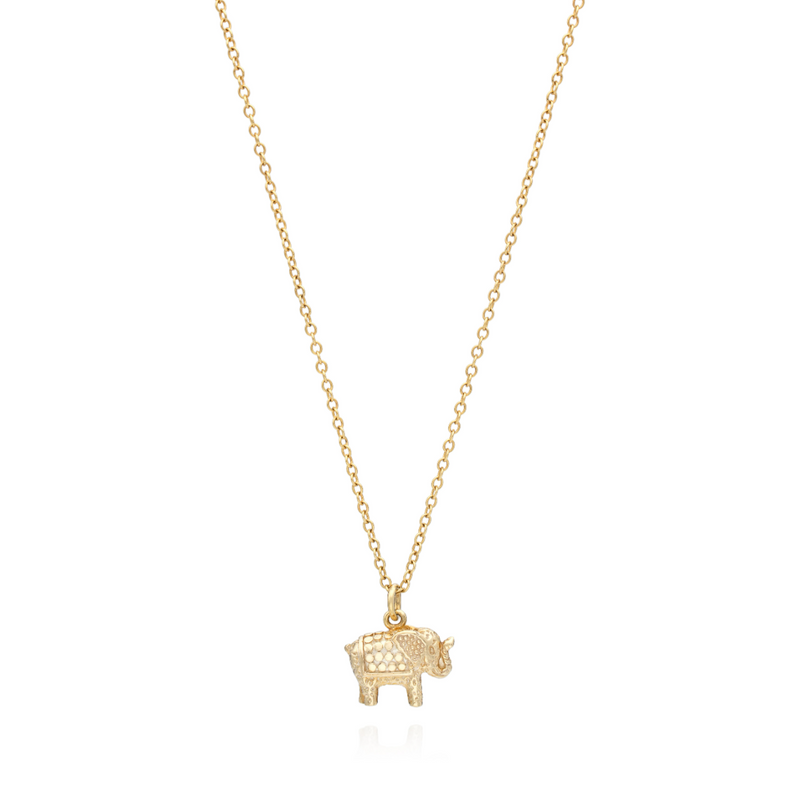Small Elephant Charm Necklace Gold