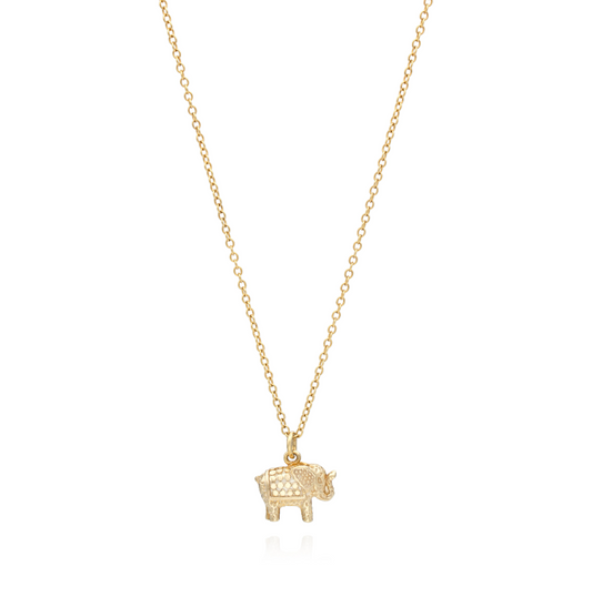 Small Elephant Charm Necklace Gold