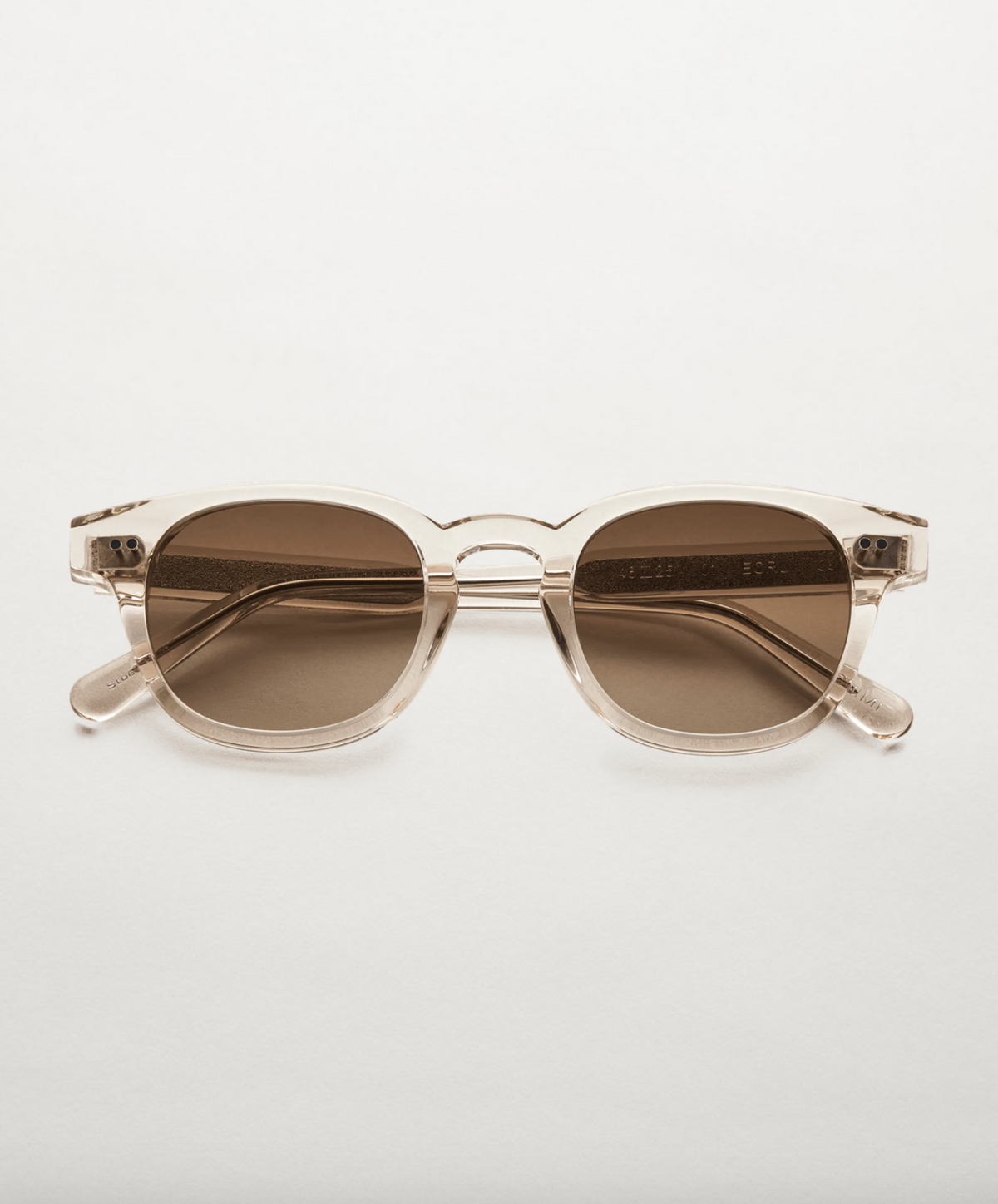 Rounded sunglasses in ecru coloured Italian acetate with light brown lenses