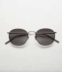 steel round sunglasses with grey lens