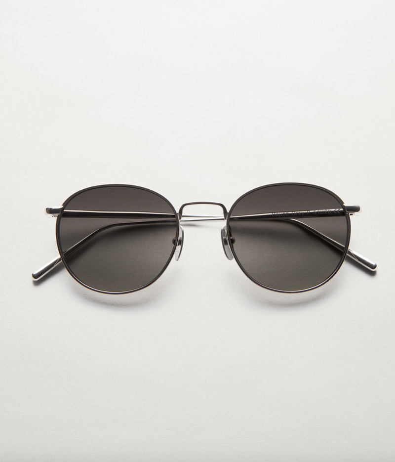steel round sunglasses with grey lens