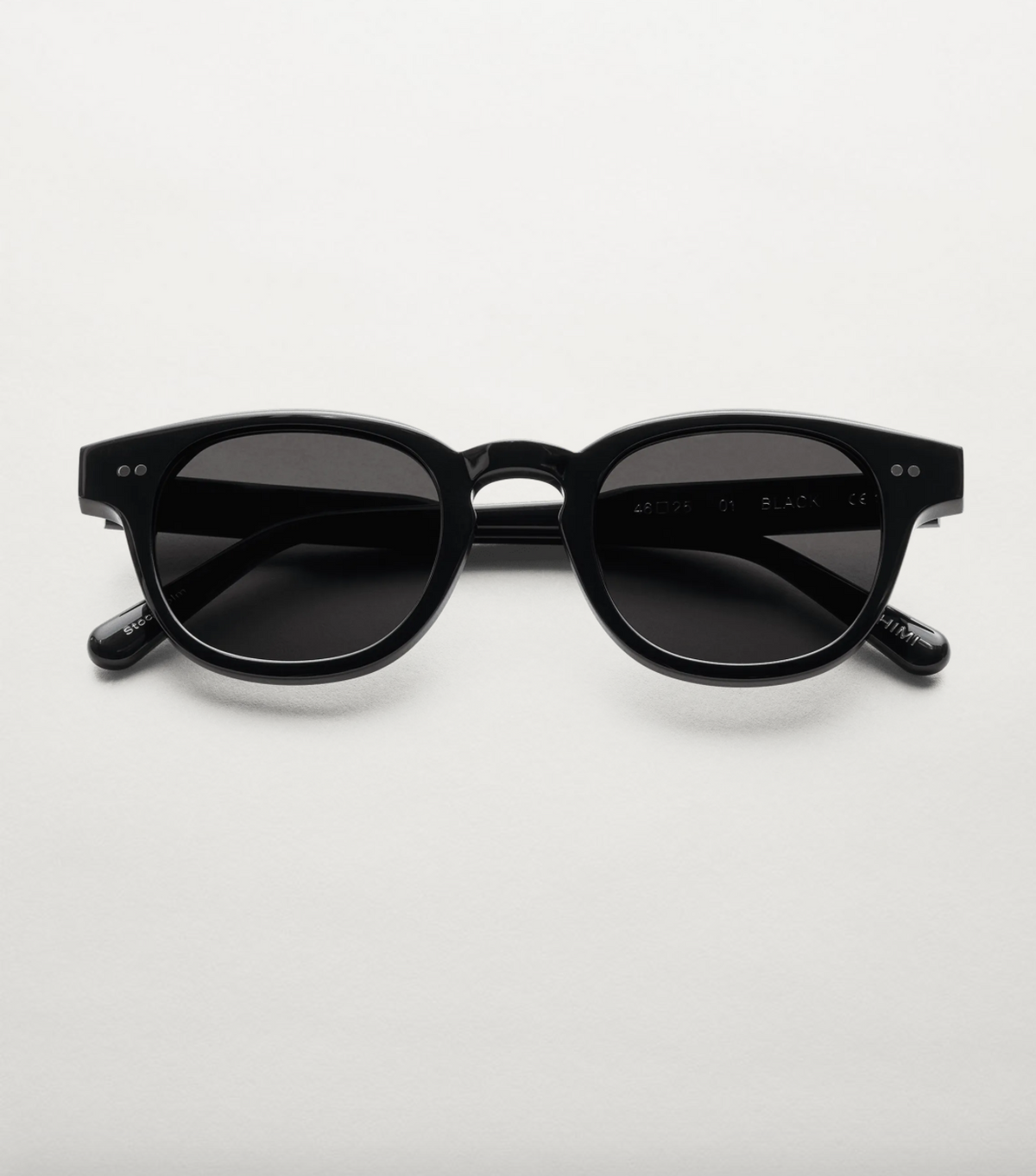Sunglasses with a black frame and black lenses