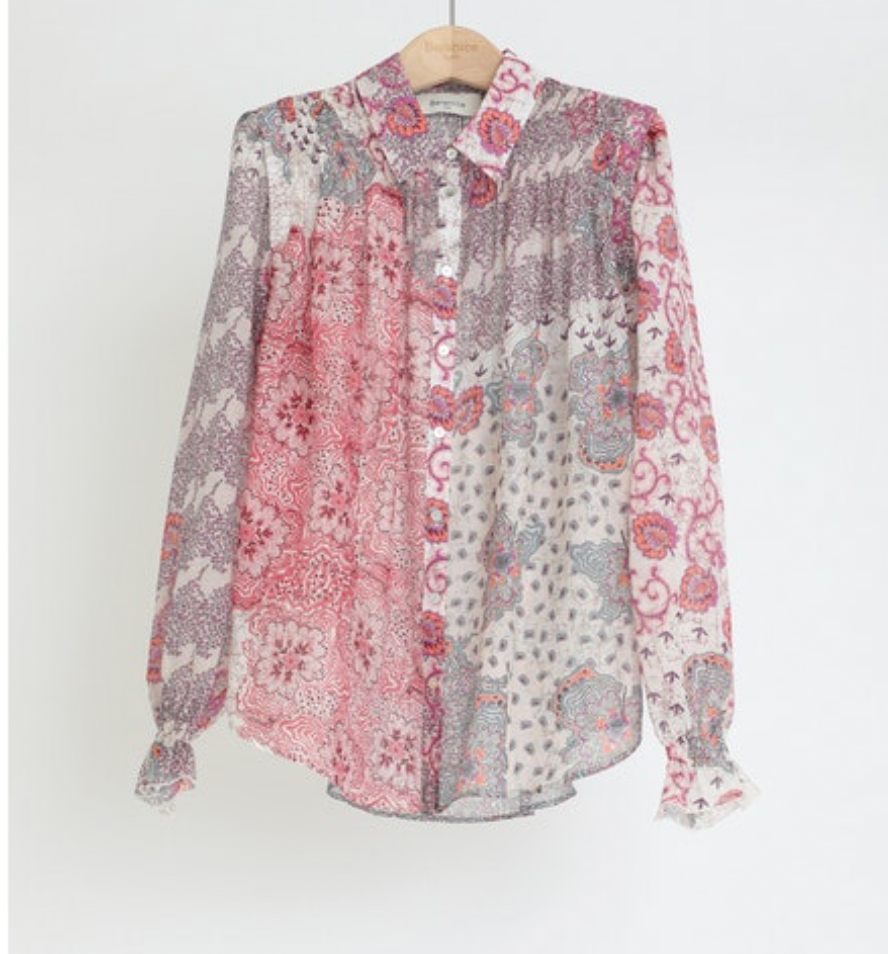 Cotton silk mix blouse in a pink flower design.