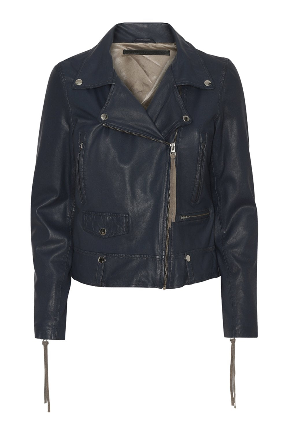 Navy thin leather jacket 