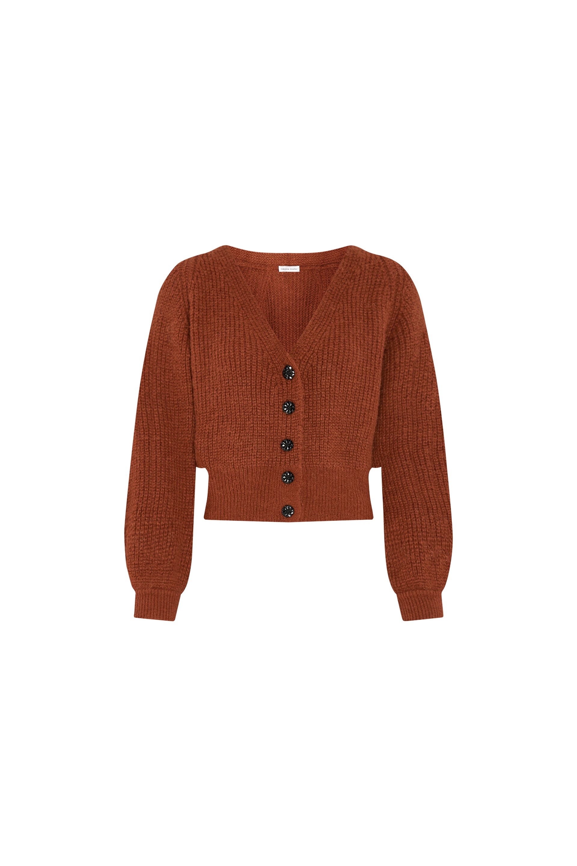Brown knitted cardigan with V neck