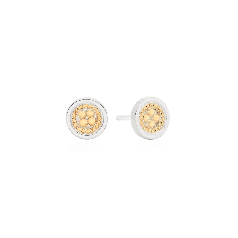 Anna Beck smooth rim studs silver with gold dots