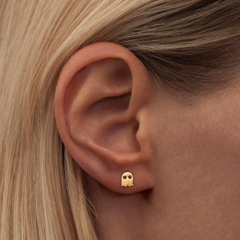 Gold plated sterling silver ghost shaped earring stud