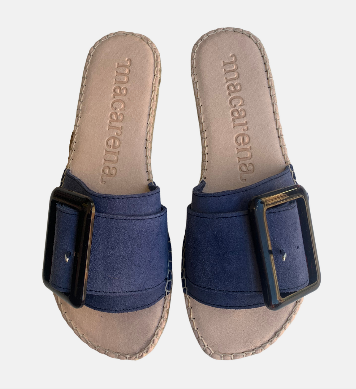 navy sliders with buckle